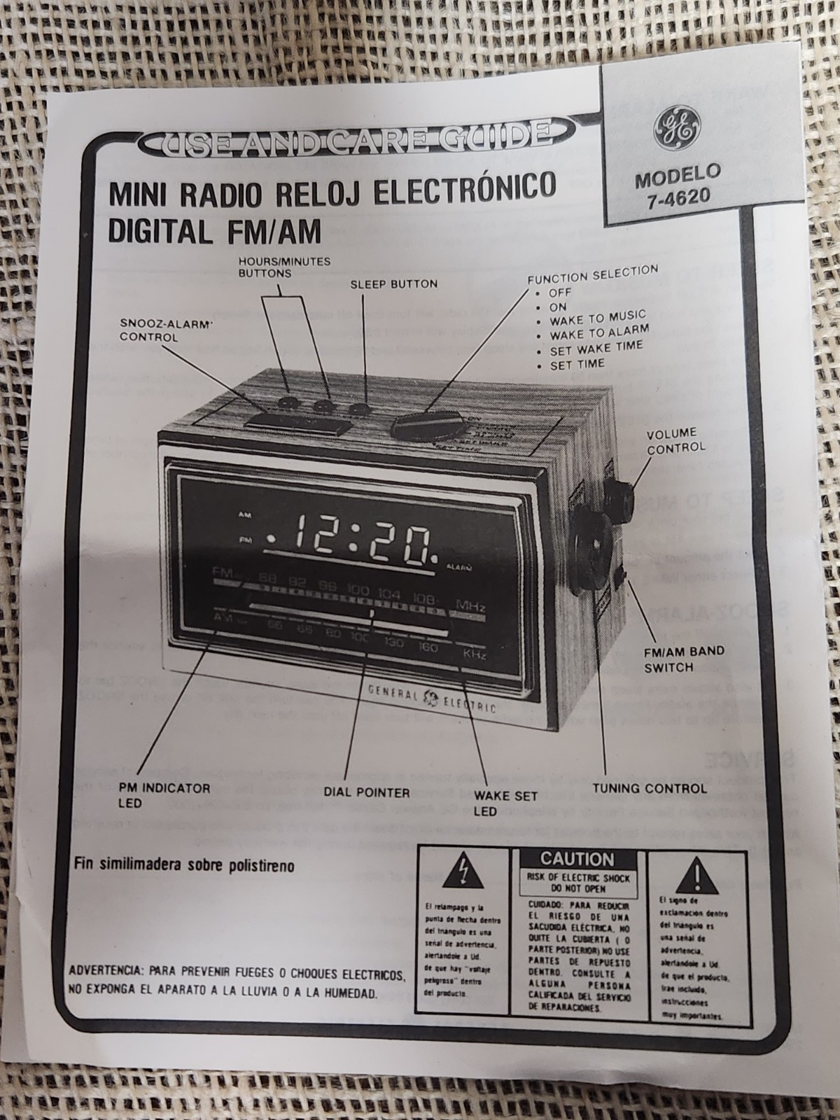 New Old Stock General Electric – Vtg Alarm Clock Radio 7-4620F AM/FM