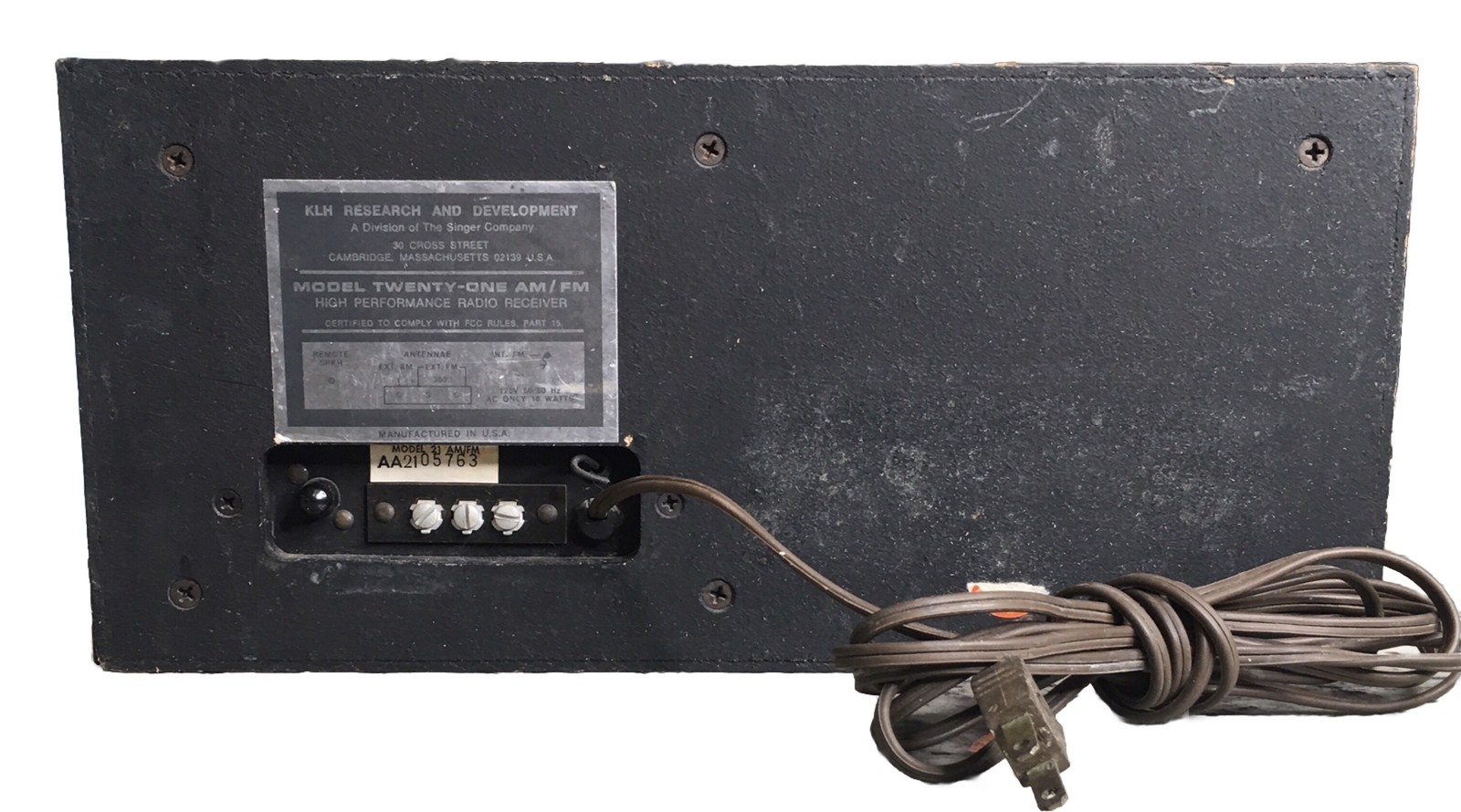 KLH Model 21 AM/FM Radio Receiver – Vintage