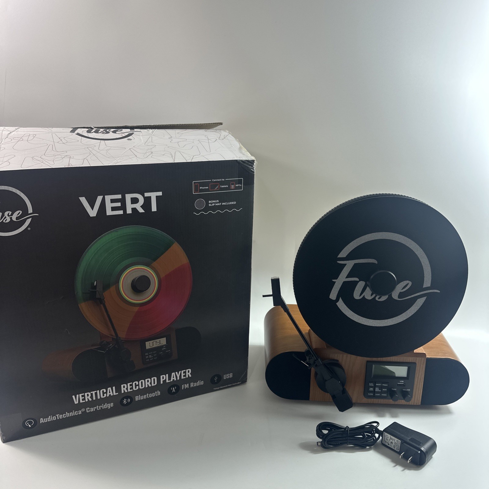 Fuse Vert Vertical Vinyl Record Player- Audio Technica Cartridge + Bluetooth