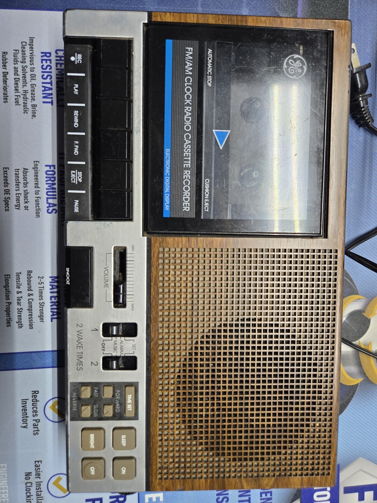 Vintage GE 7-4956B General Electric Alarm Clock Radio Cassette Tape Recorder