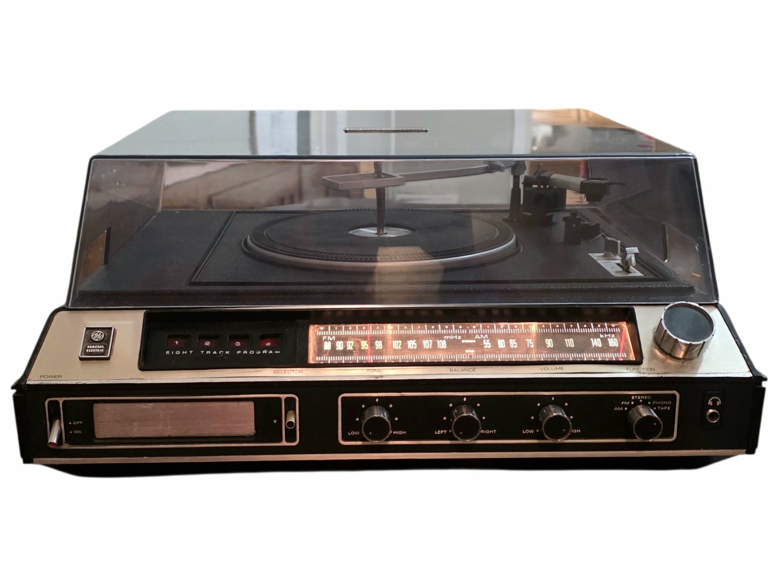 General Electric SC3213B Stereo Music System 8 Track Turntable Record Player