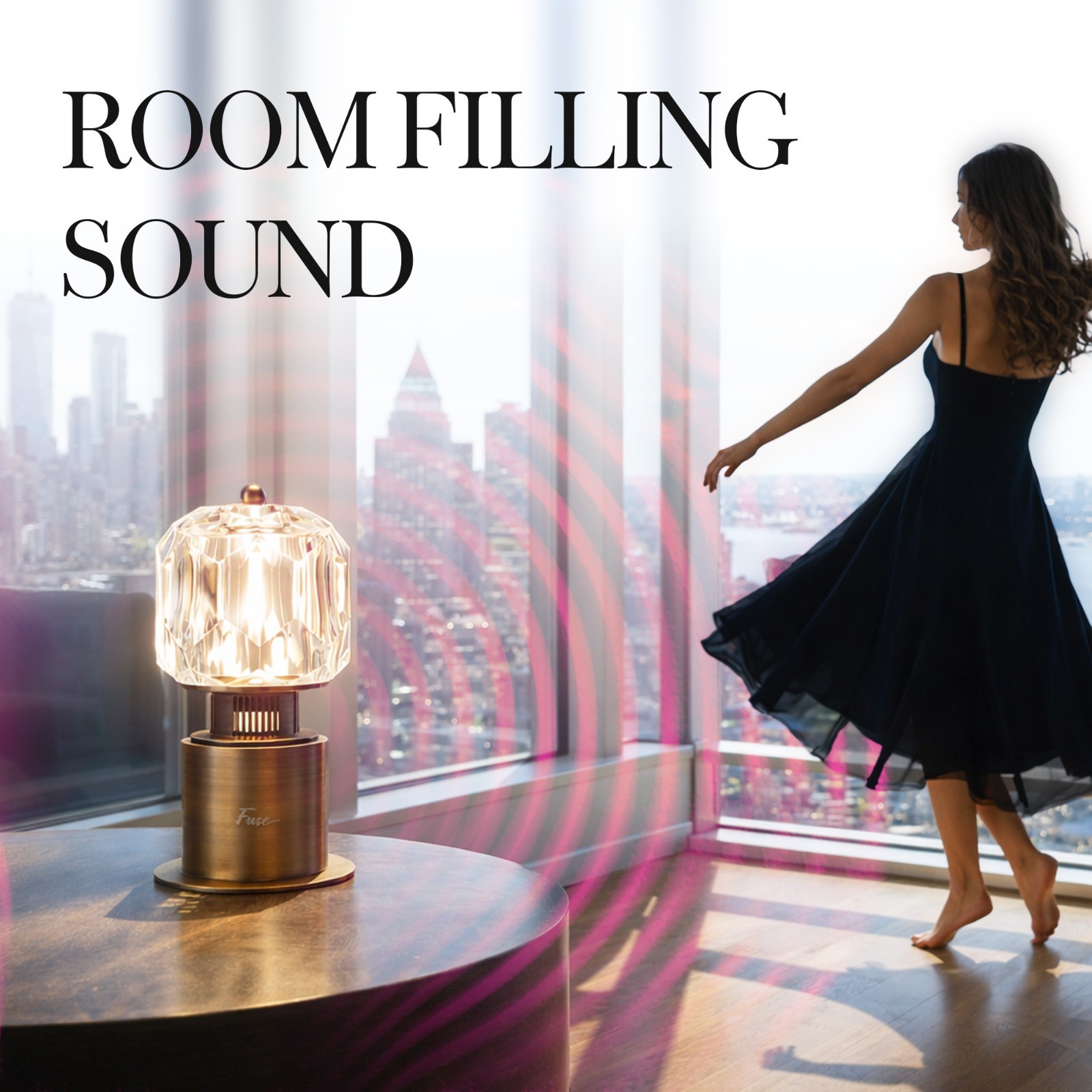 Fuse Soluna Crystal Bluetooth Speaker Lamp w/ Bluetooth & Hand Polished Prism