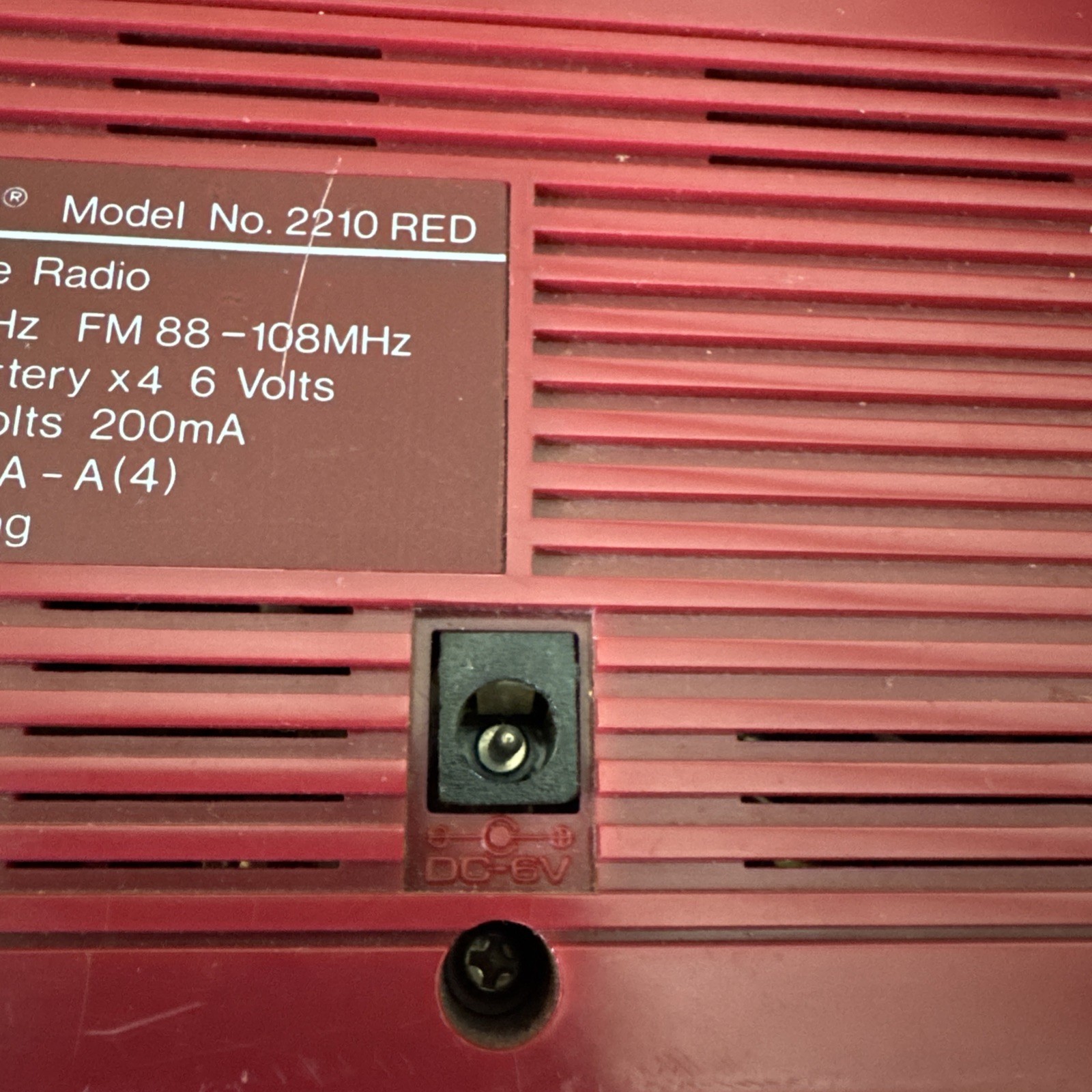VTG Soundesign Model 2210 Red AM/FM Portable Radio Color Tunes 1980s Tested