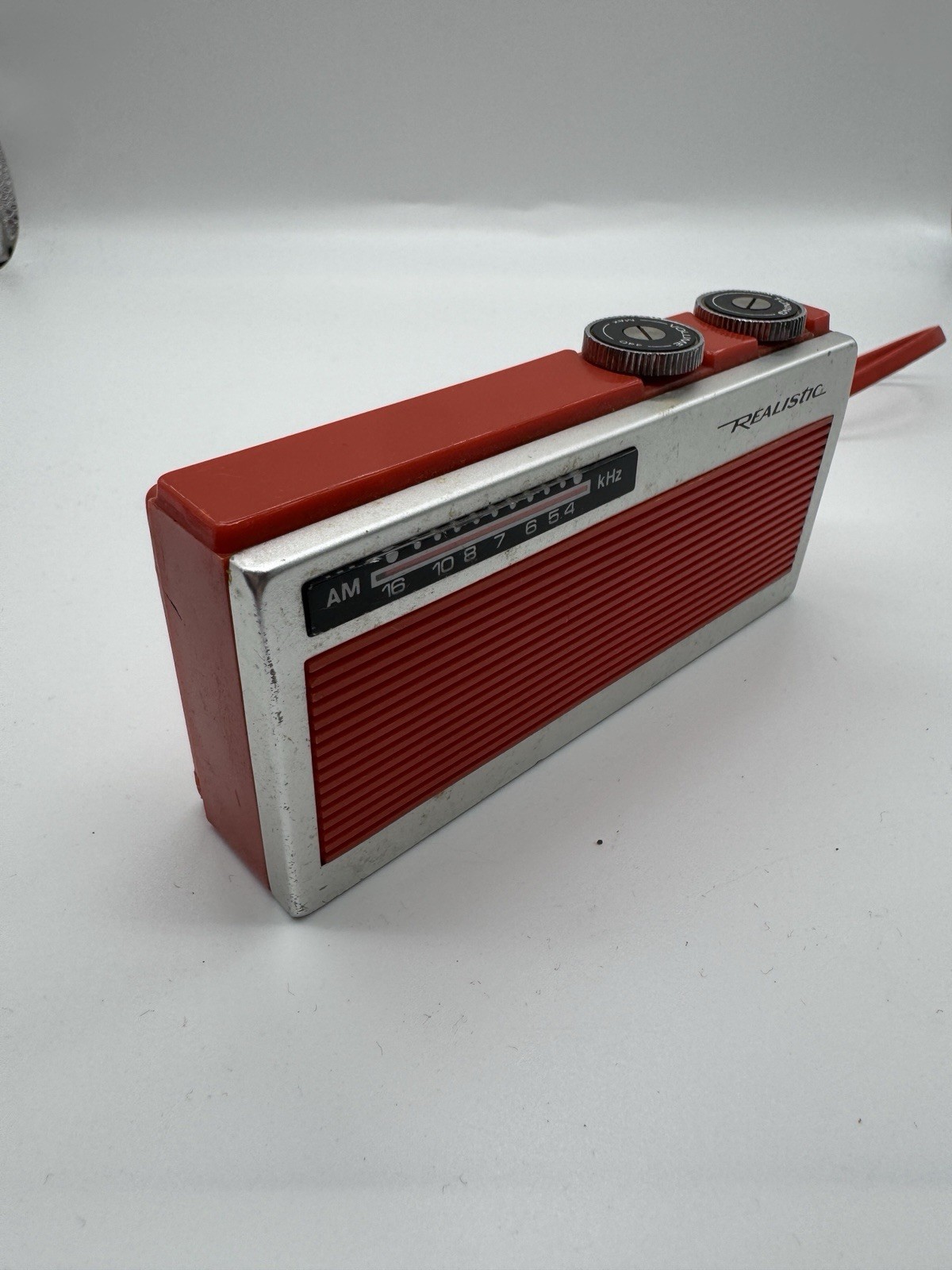 Red Vintage Realistic Portable Radio Radio Shack Tested and Working