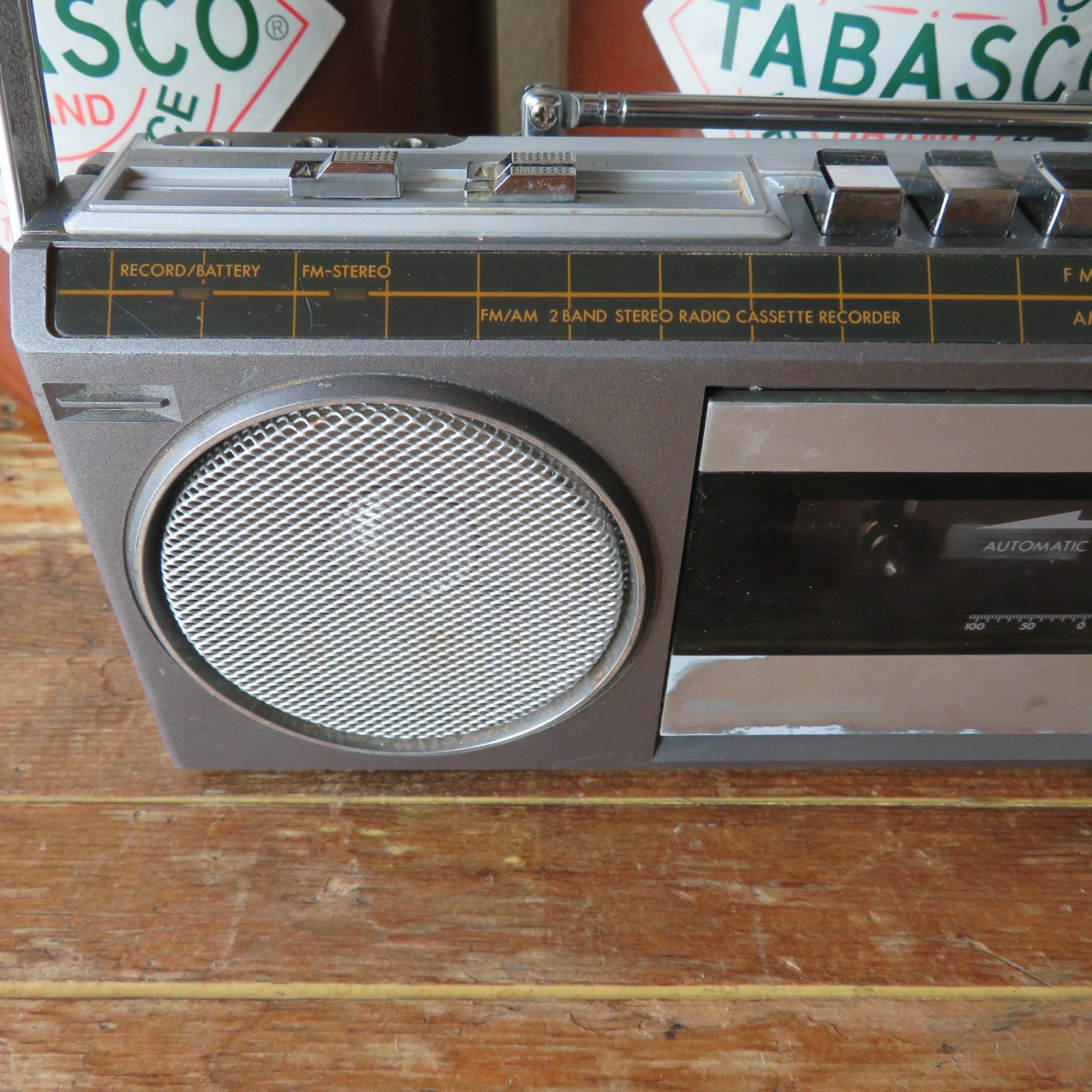 Vintage Sears Roebuck SR-3000 Series 80’s Silver Mini Stereo Cassette Boombox