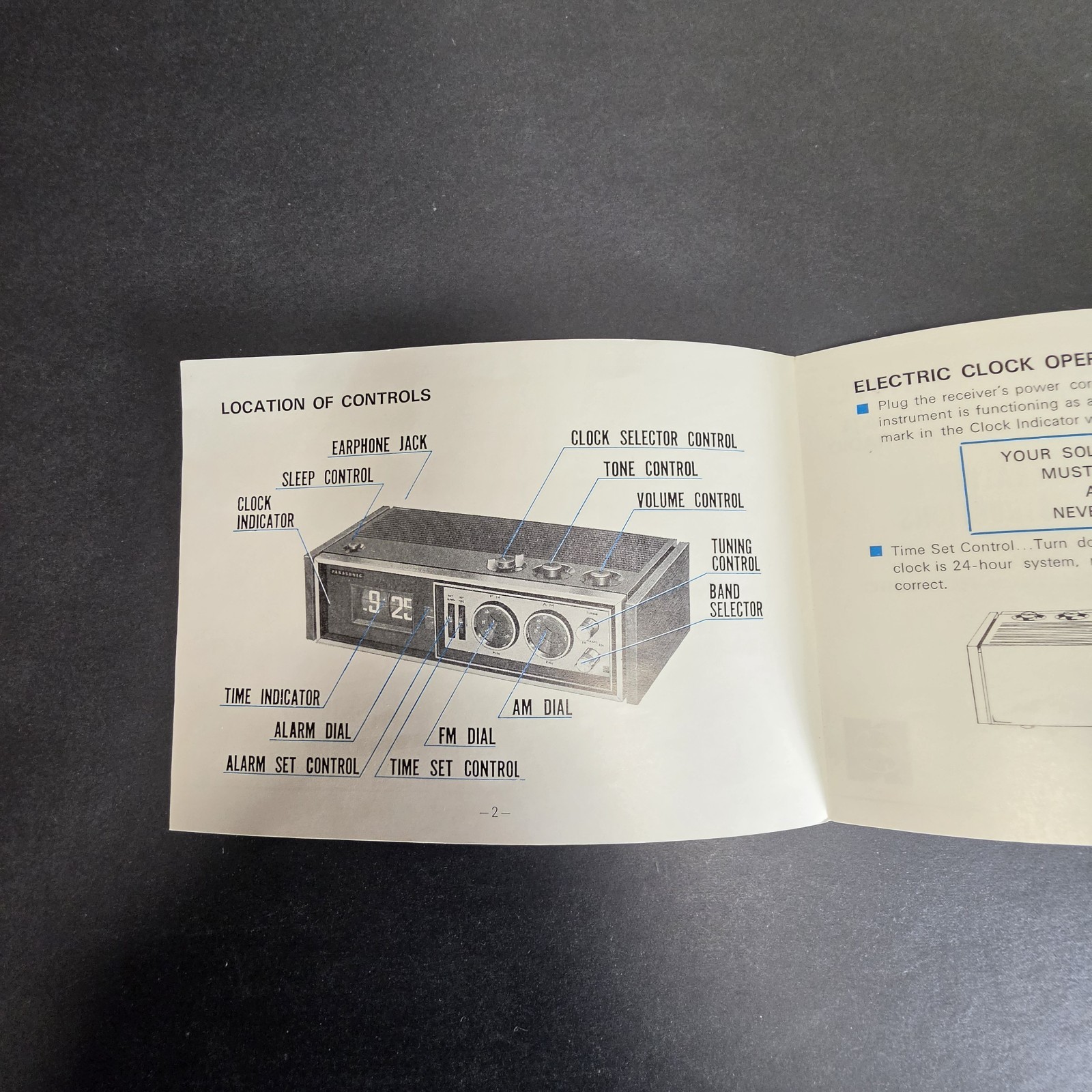 Vintage Panasonic RC-7469 Flip Clock AM/FM Radio Japan Original Box Manual