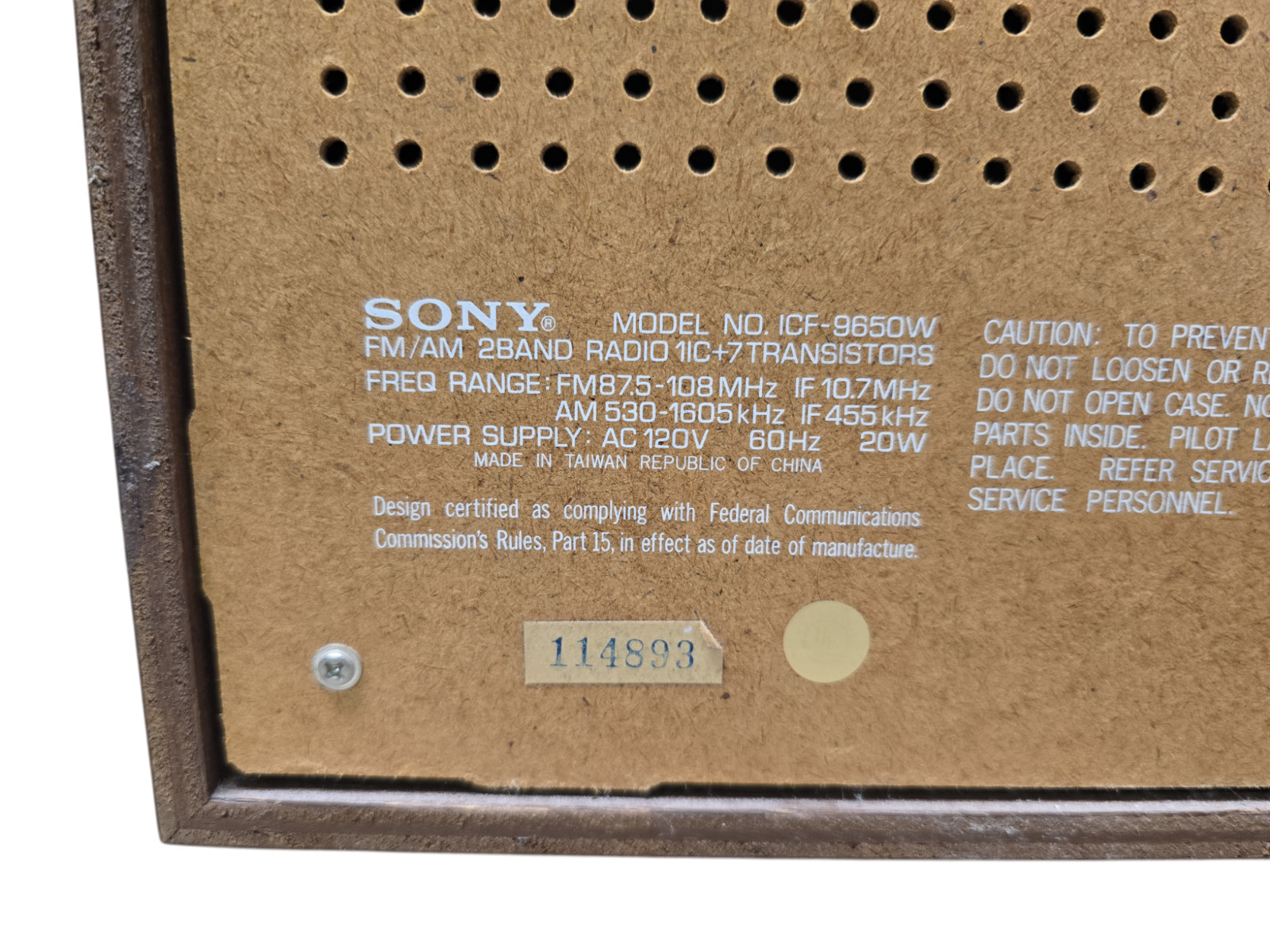Sony ICF-9650W Vintage AM FM Table Radio Woodgrain Tested