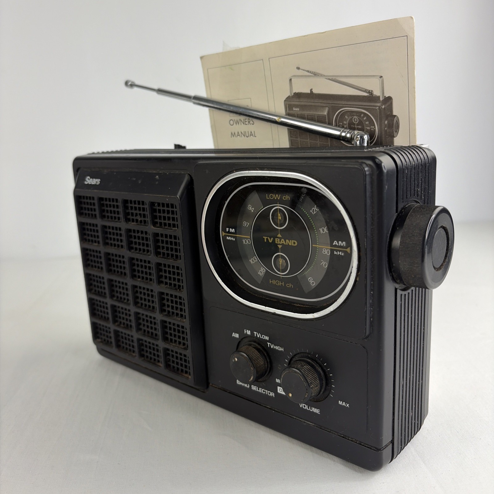 100% Working SEARS AM FM TV Portable Sound Radio w/ Owners Manual VERY CLEAN