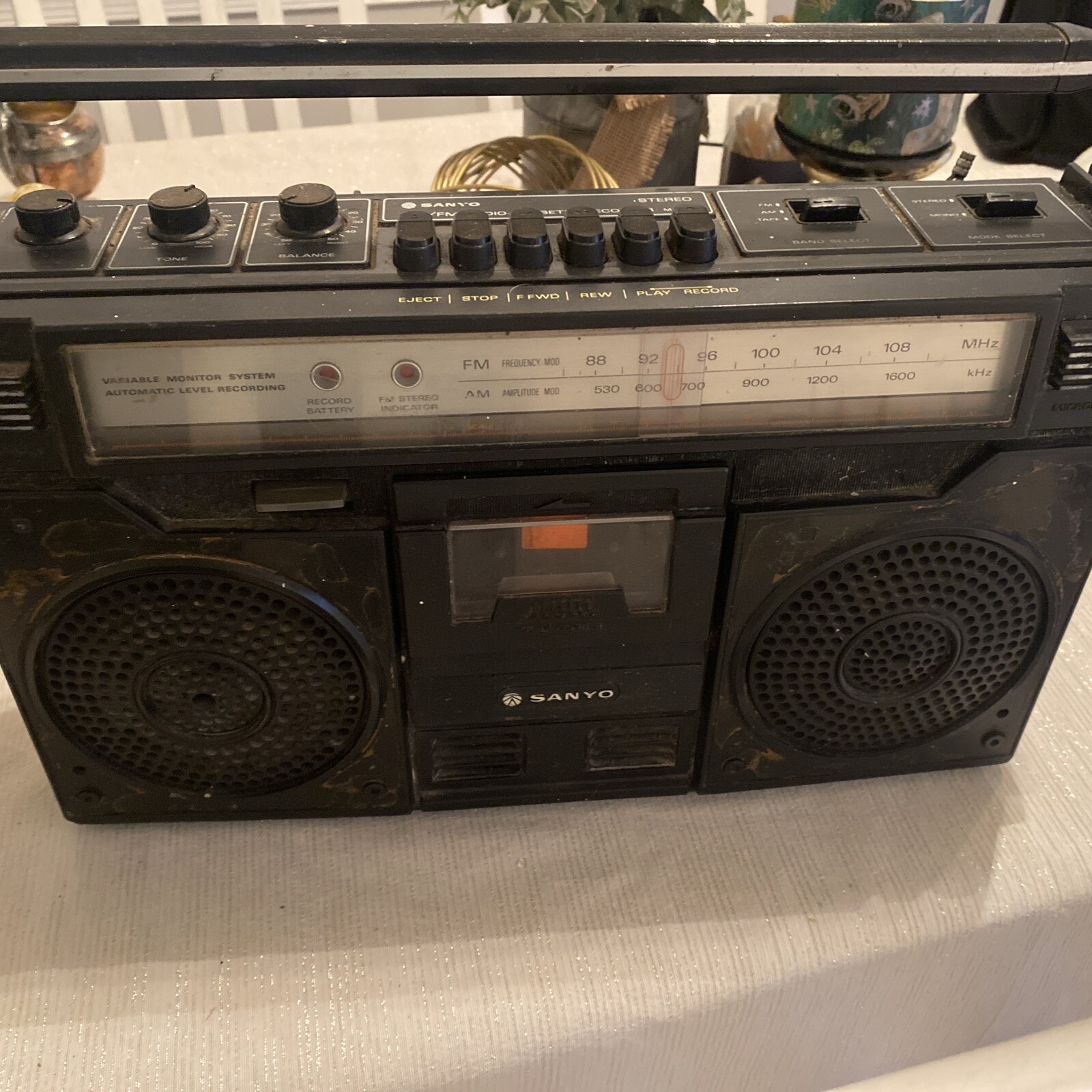 SANYO M-9920 Stereo Vintage AM/FM Radio Cassette Recorder Boombox -Untested-