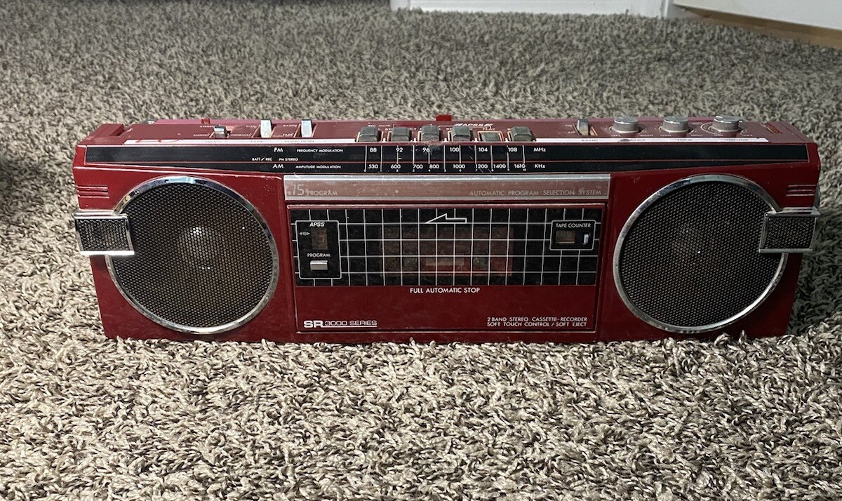 Vintage Radio Retro 1980’s Sears Roebuck & Co SR-3000 Series – Red Boombox