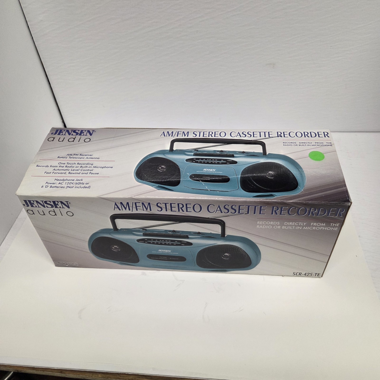 Vintage Jensen Audio AM/FM Stereo Cassette Recorder, Model SCR-425-TE, Teal, NOS