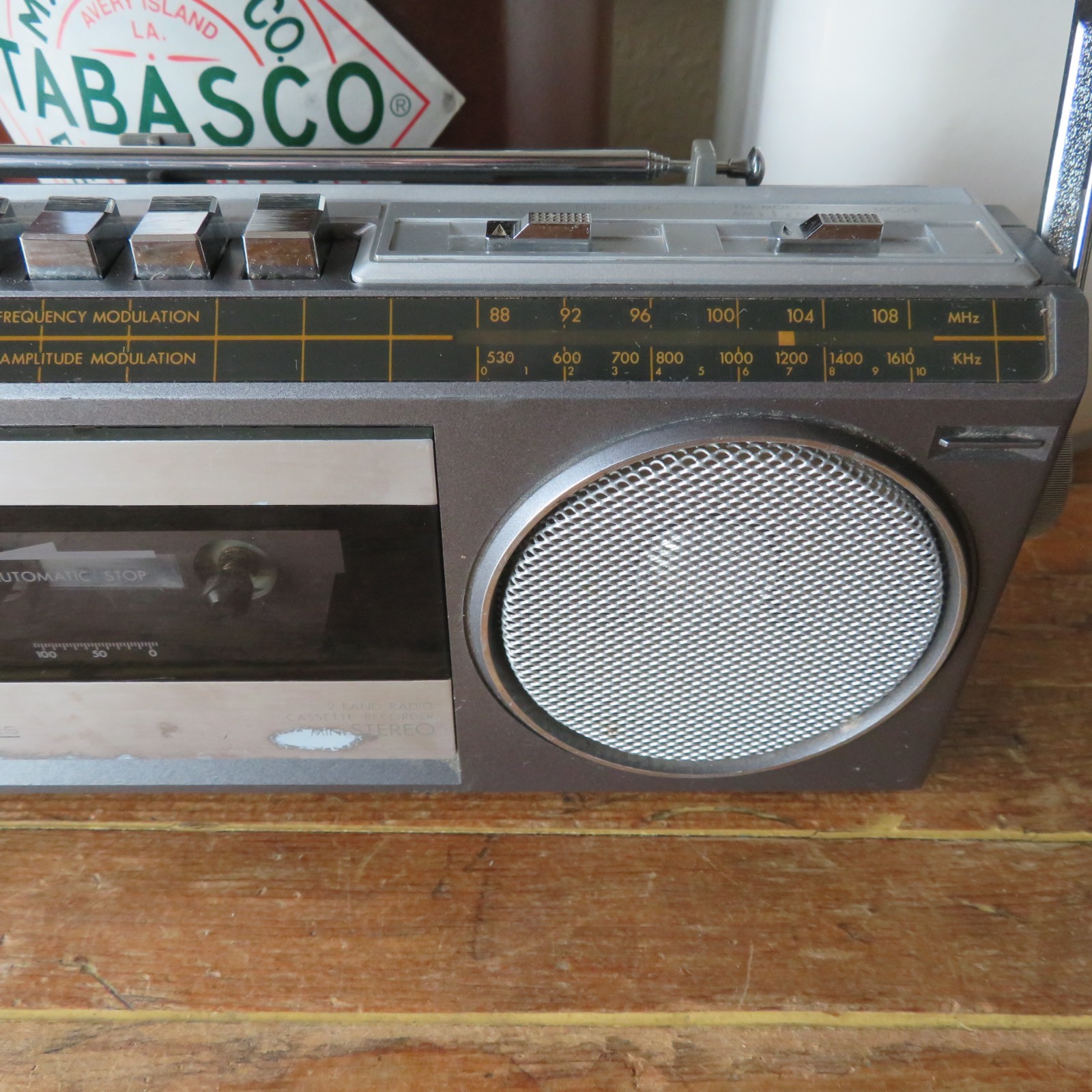 Vintage Sears Roebuck SR-3000 Series 80’s Silver Mini Stereo Cassette Boombox