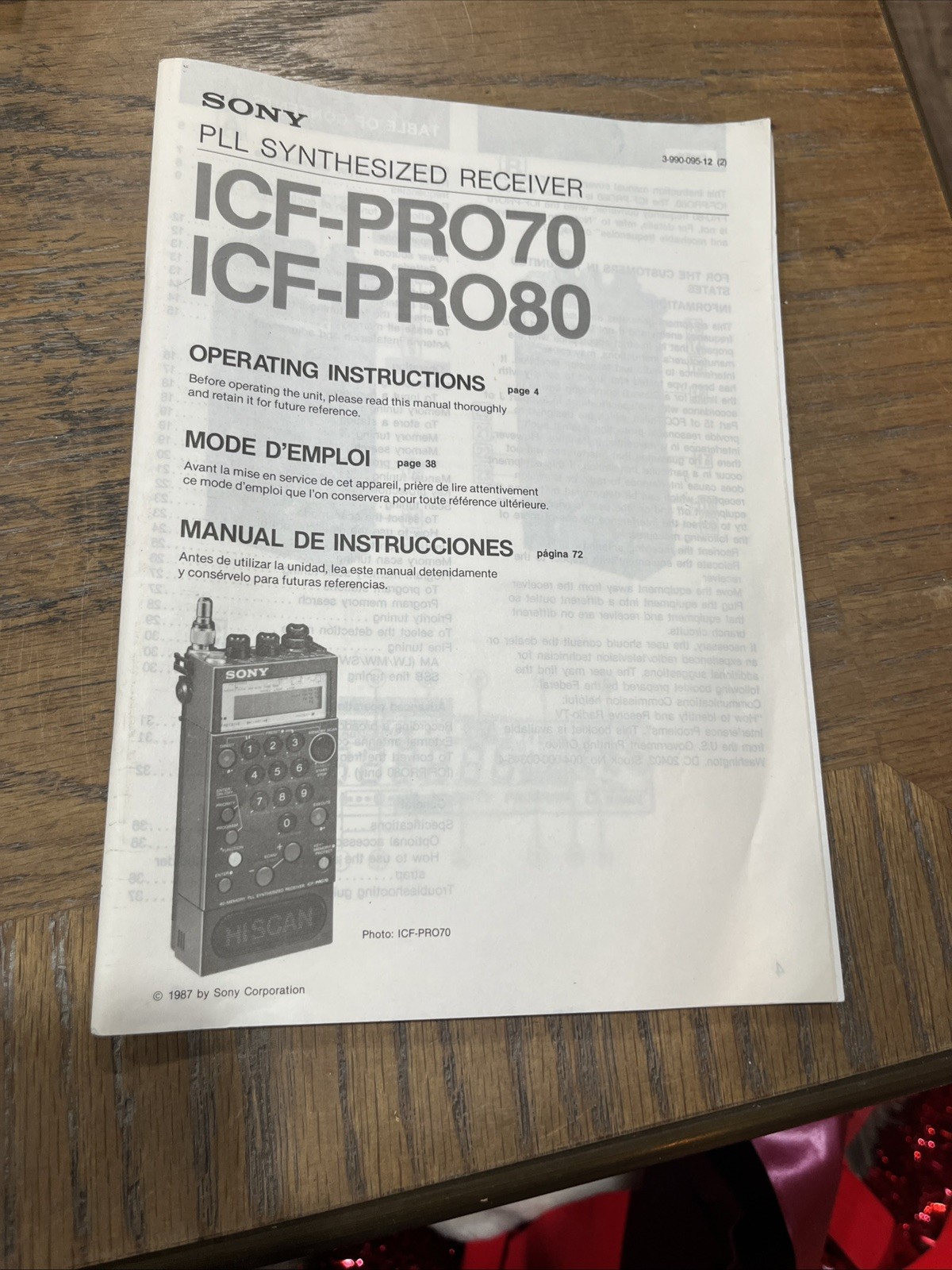 Original Sony ICF Pro70/80 receiver manual only German Dutch Swedish/Norwegian