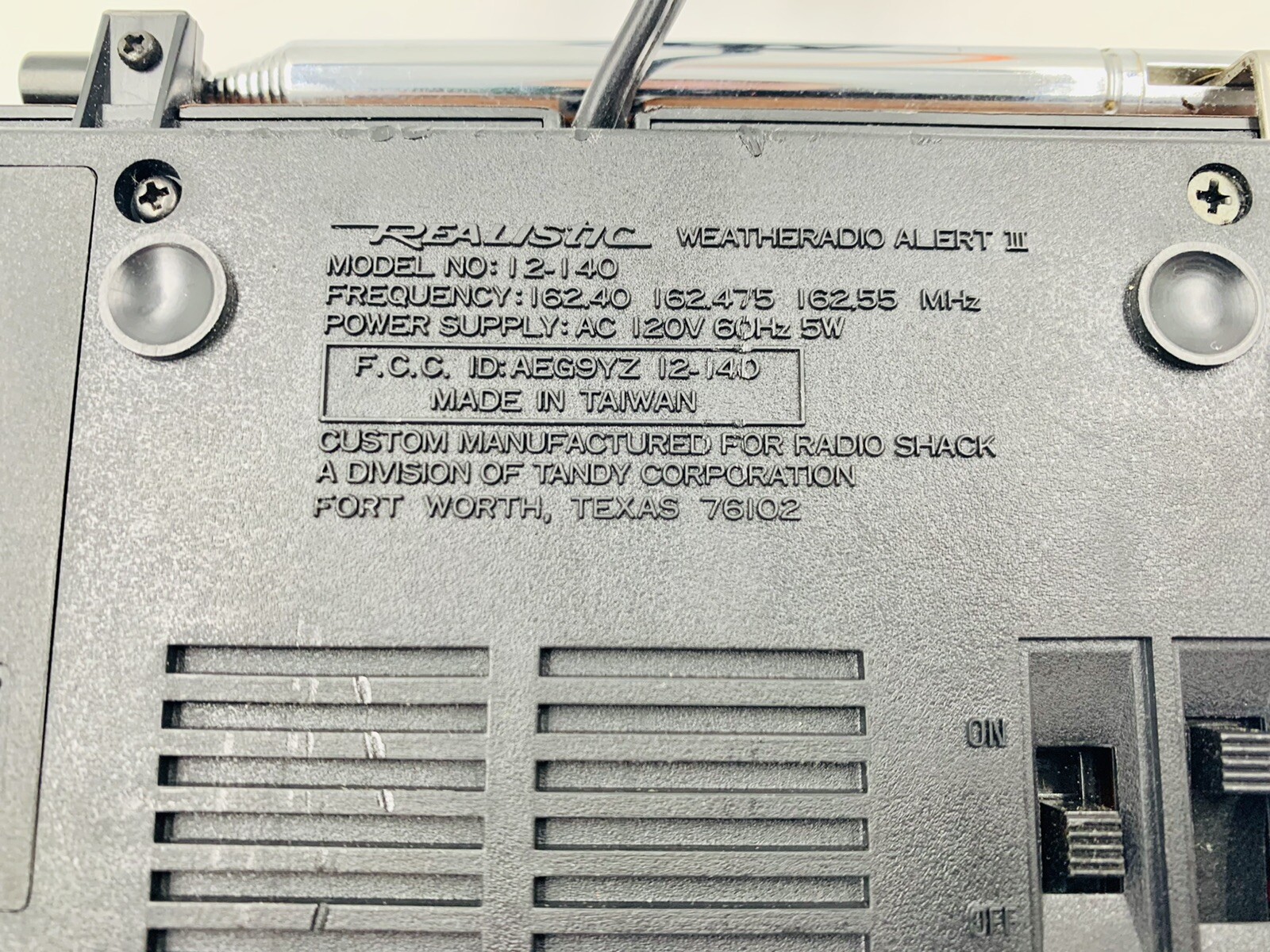 Weatheradio Weather Alert Radio Realistic RadioModel 12-140 Vintage, Tested