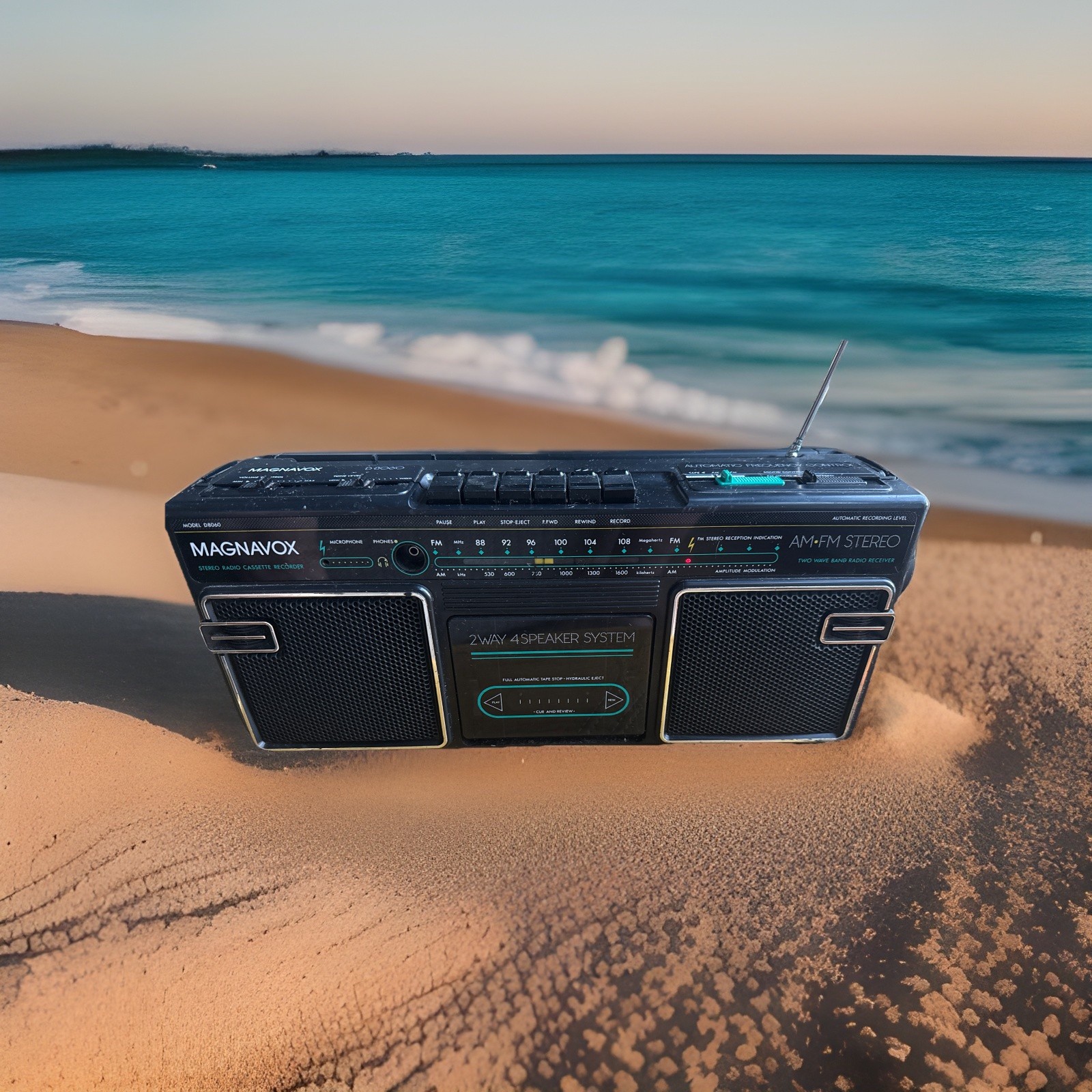 Magnavox Model D8060 4 Speaker System Cassette Boombox Radio needs work