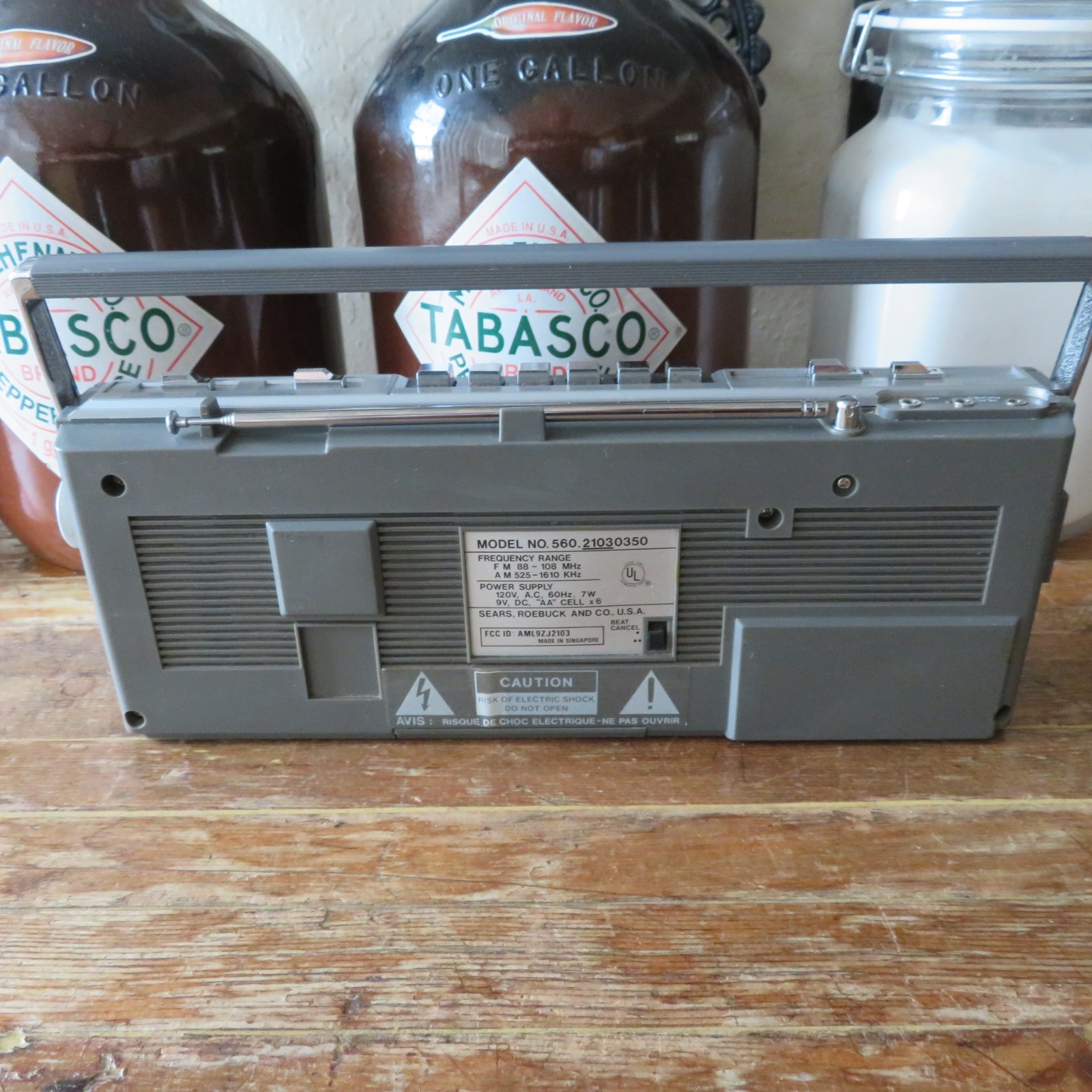 Vintage Sears Roebuck SR-3000 Series 80’s Silver Mini Stereo Cassette Boombox