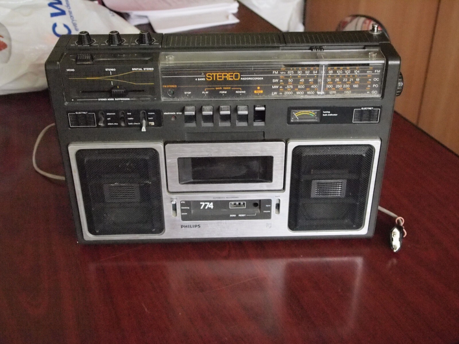 Philips 774 Stereo Cassette Player Radio Boombox Vintage