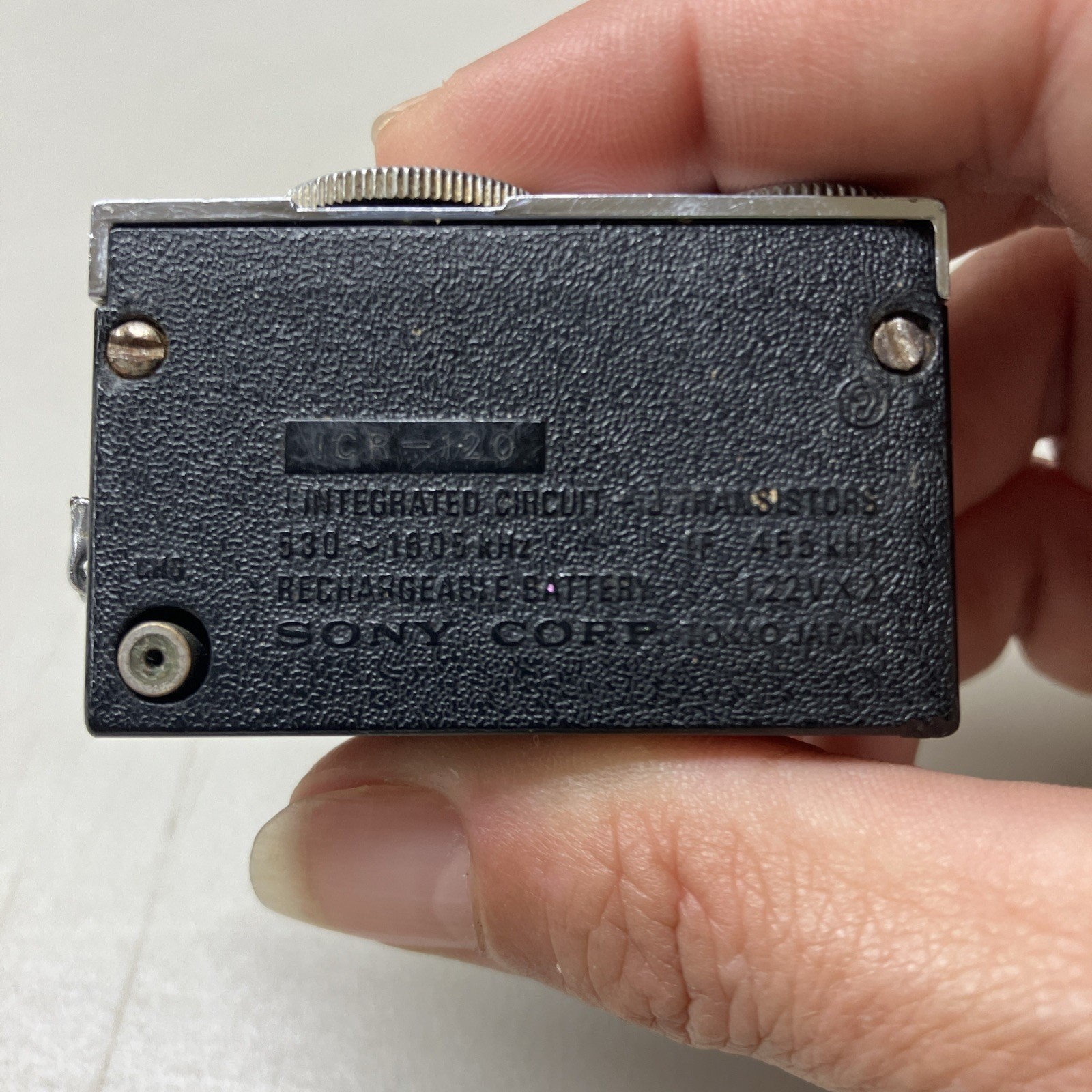 Vintage RARE Sony ICR-120 Ultra-compact AM Radio Sold As Is For Parts & Repair