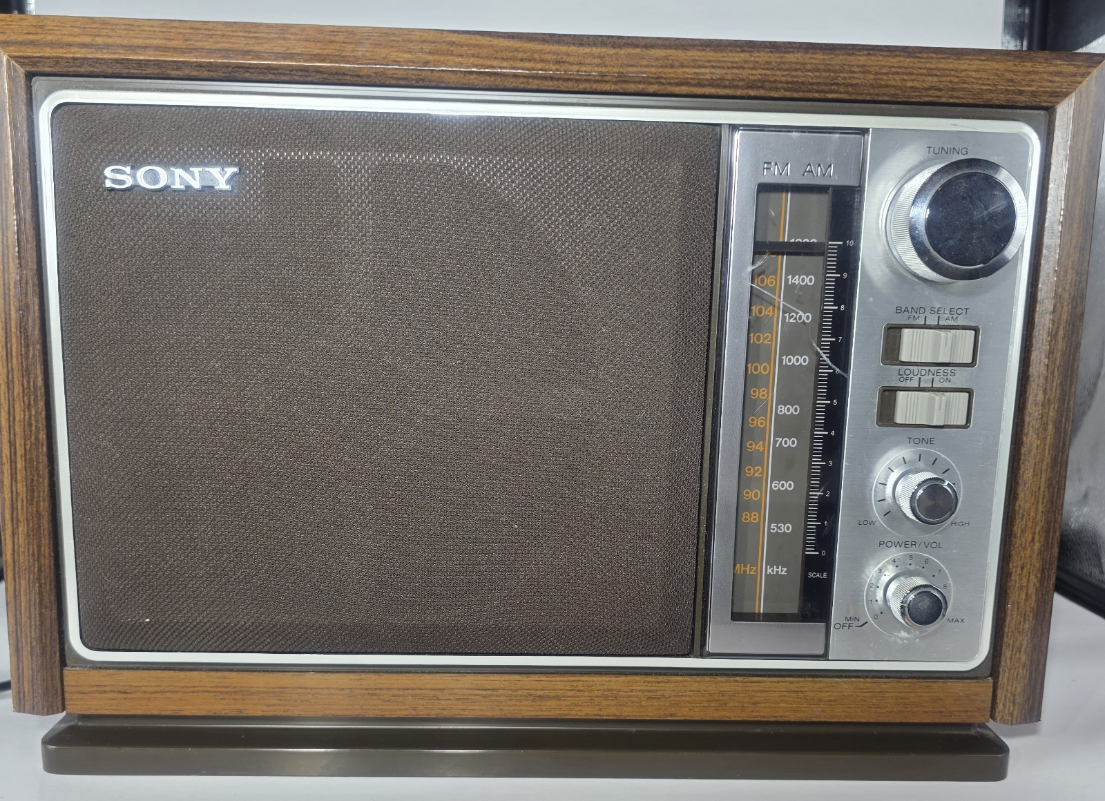 Vintage Sony ICF-9740W Radio AM FM Table Top Mid Century MCM Sim. Wood WORKING