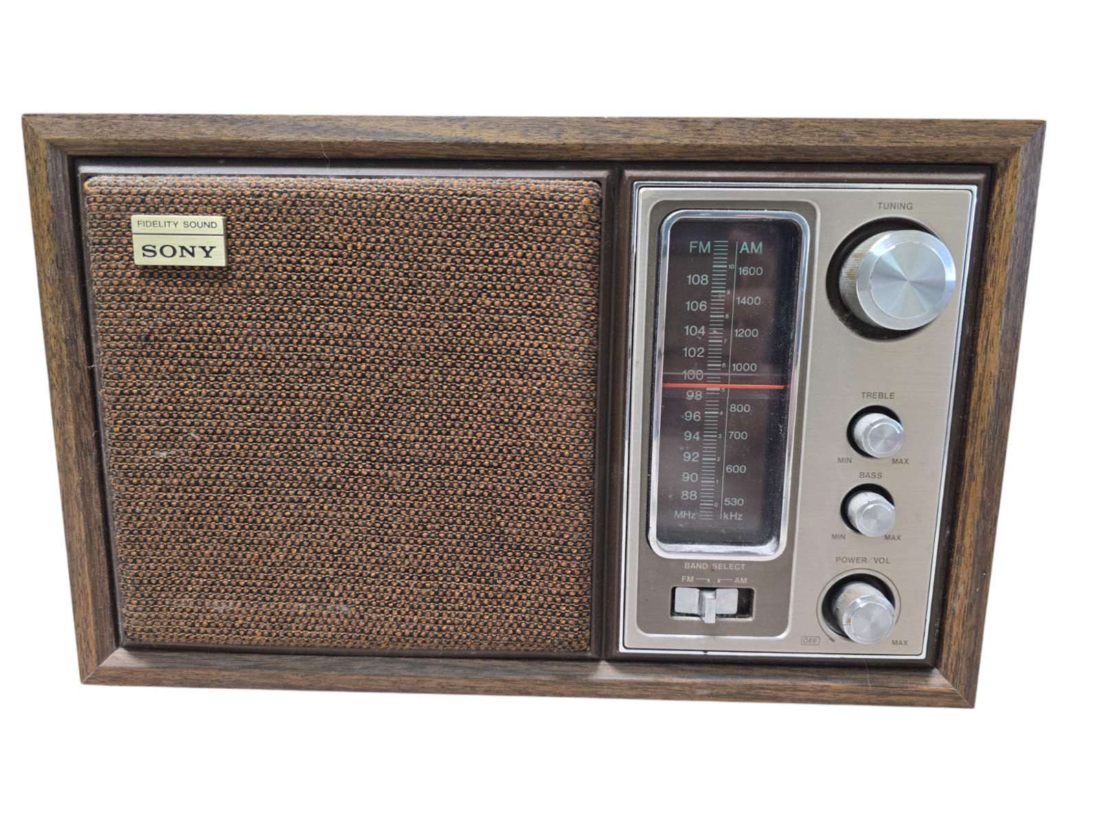 Sony ICF-9650W Vintage AM FM Table Radio Woodgrain Tested