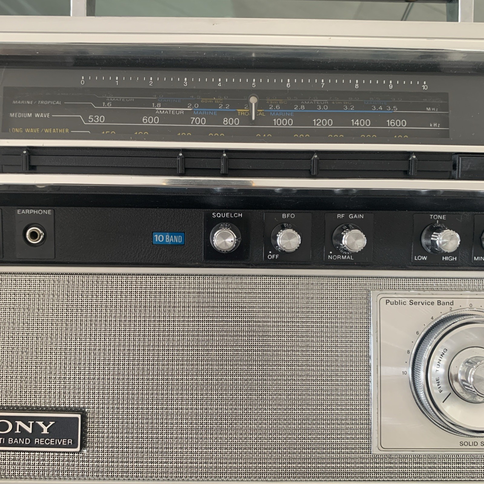 SONY 10Band Receiver AM/FM/AIR/PSB/LW/SW 1-5/BFO Model CRF-5100 , Tested/Works