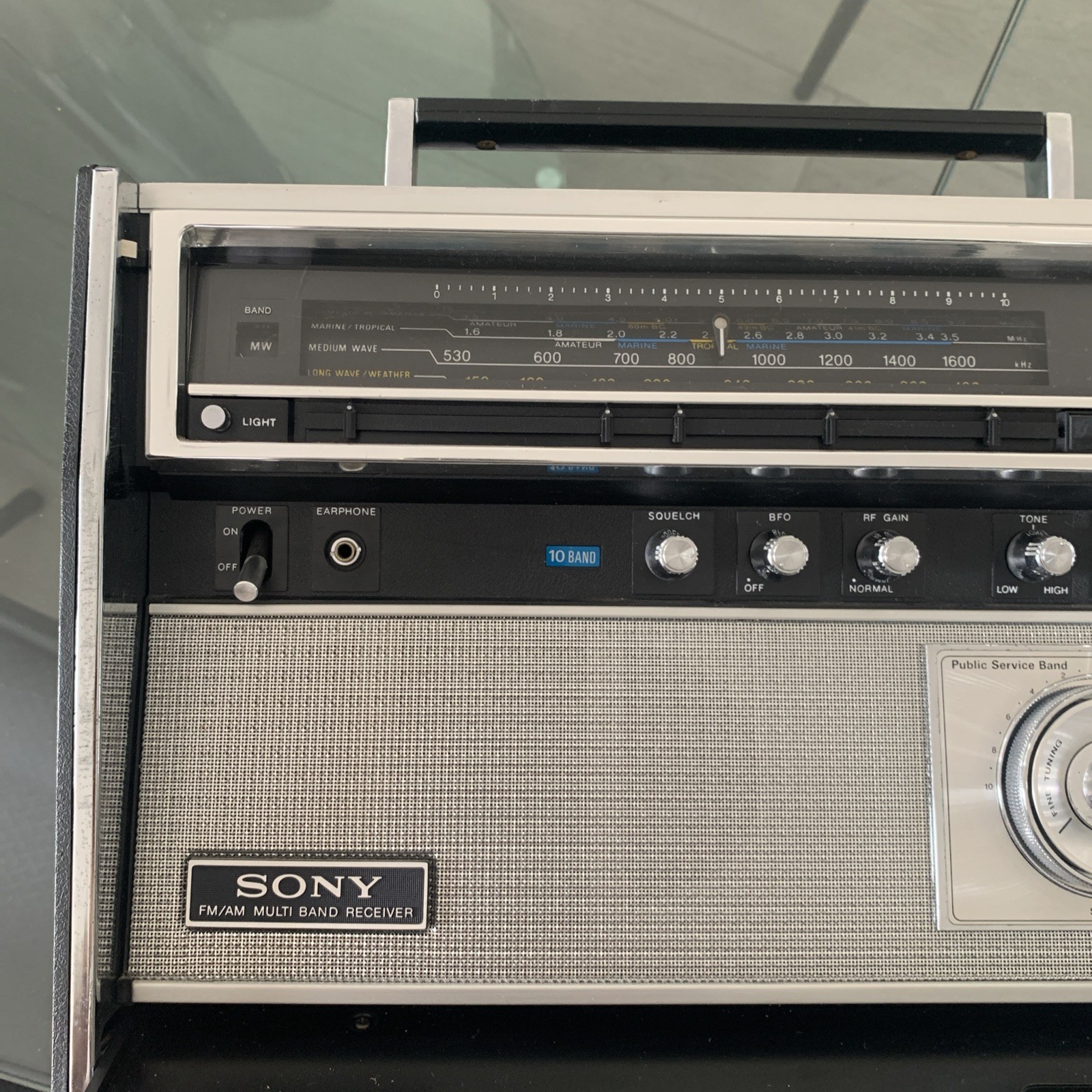 SONY 10Band Receiver AM/FM/AIR/PSB/LW/SW 1-5/BFO Model CRF-5100 , Tested/Works