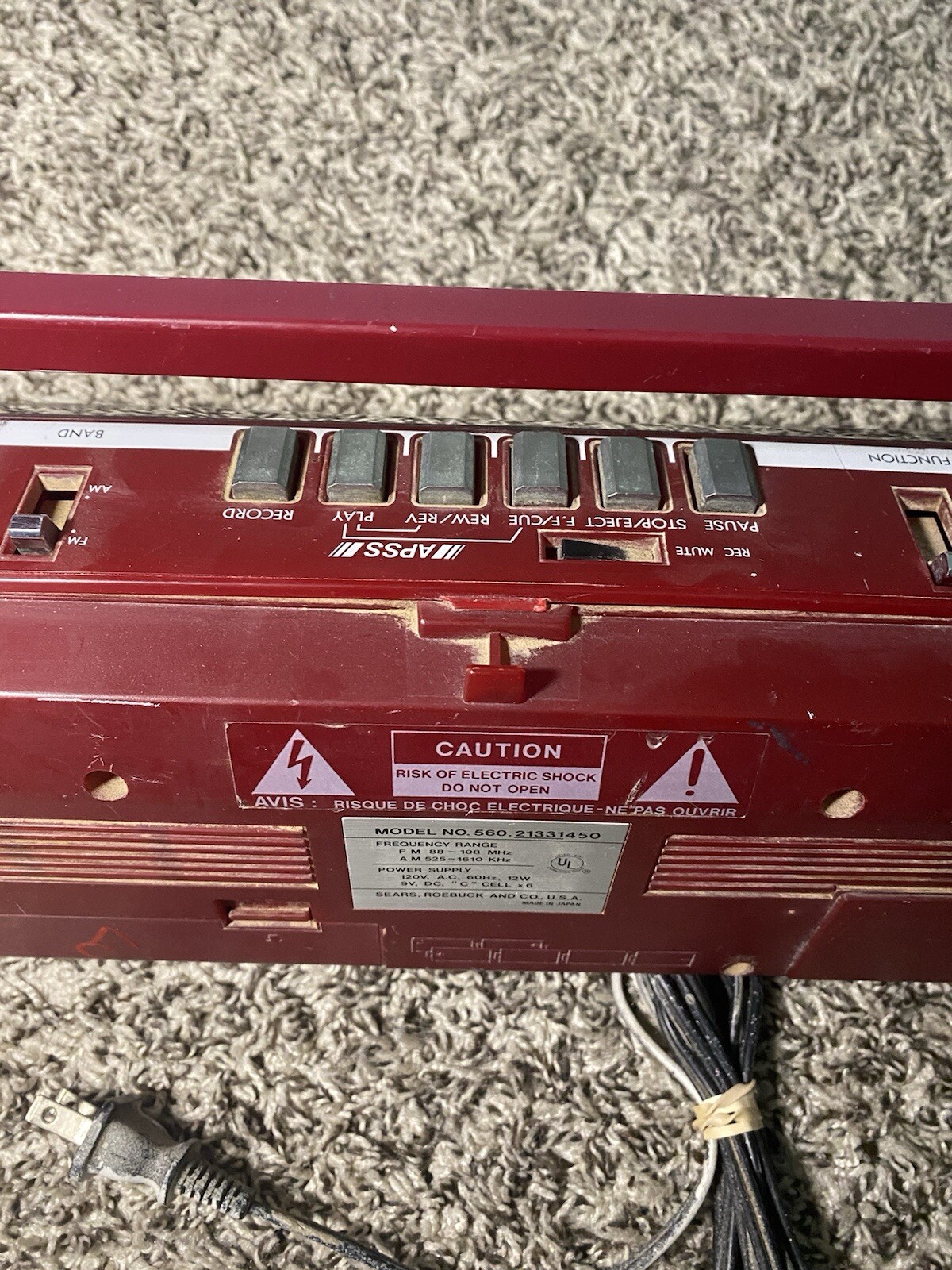 Vintage Radio Retro 1980’s Sears Roebuck & Co SR-3000 Series – Red Boombox