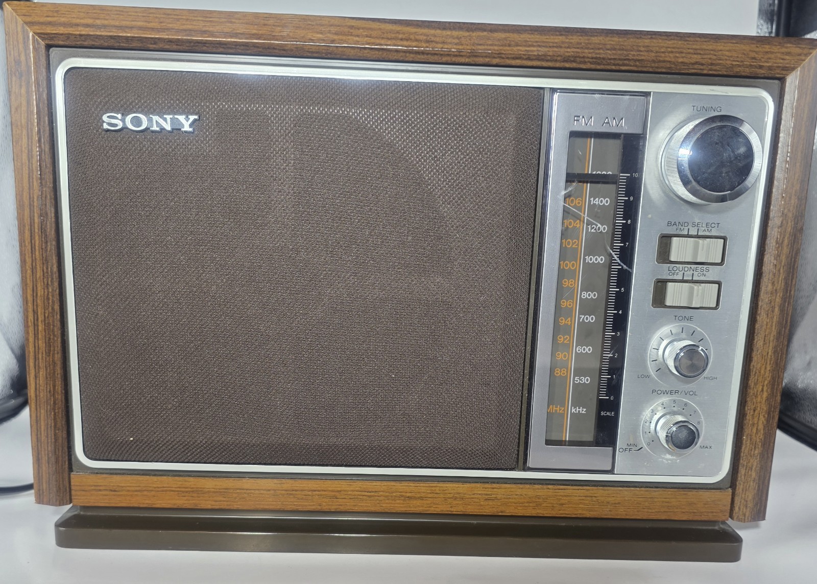 Vintage Sony ICF-9740W Radio AM FM Table Top Mid Century MCM Sim. Wood WORKING