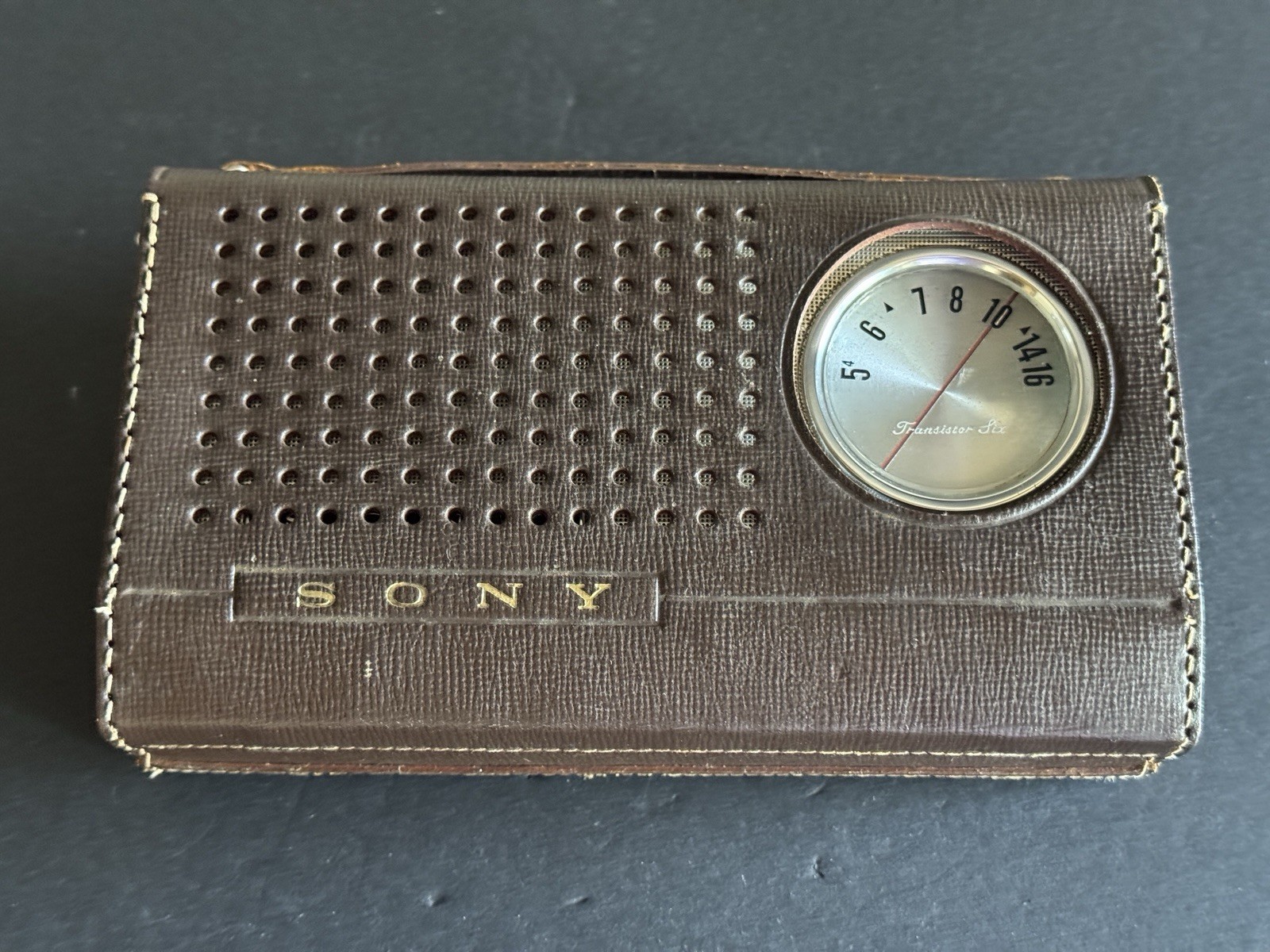 SONY TR-6081 Vintage Transistor Six Radio Light Blue Original Leather Case WORKS
