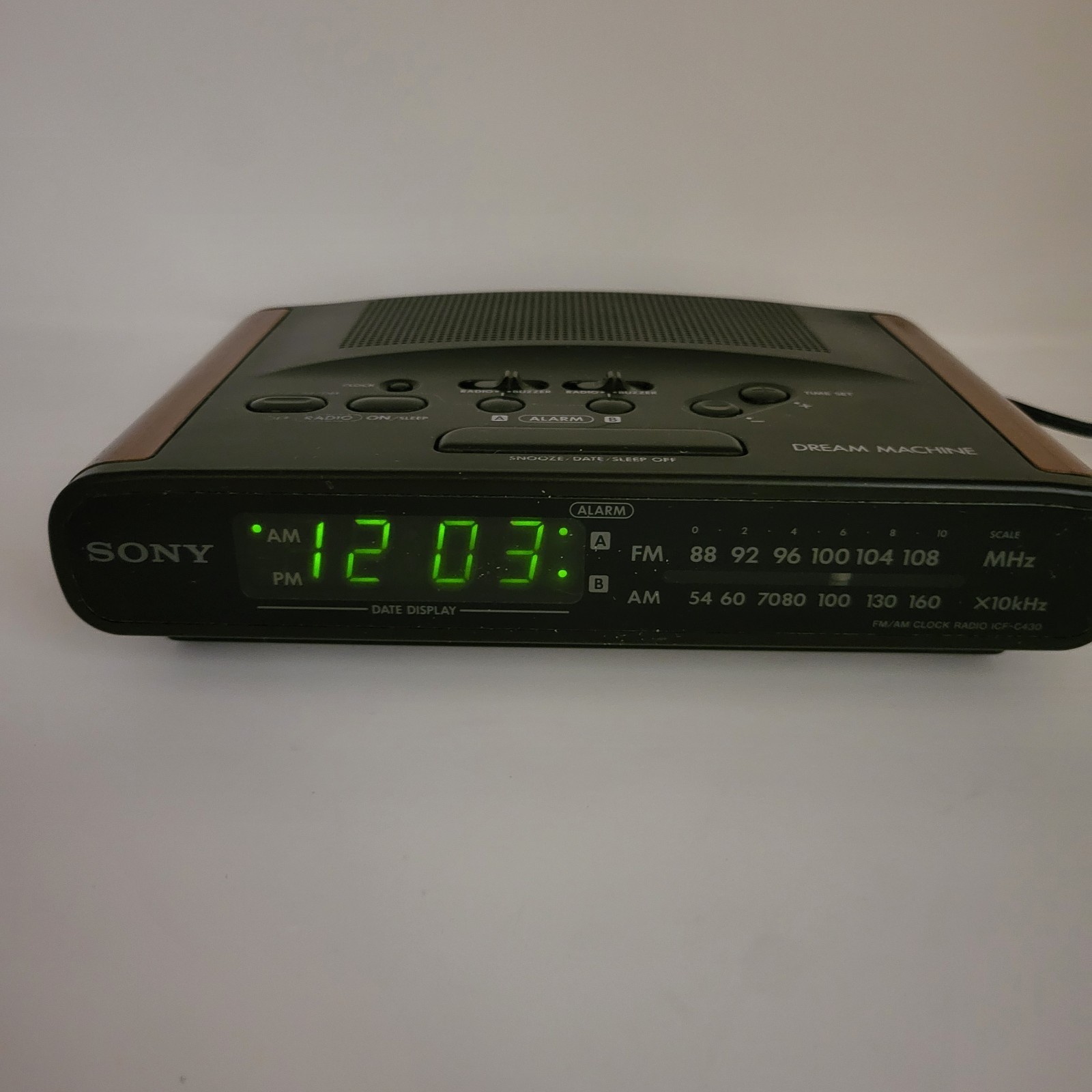 Vintage Wood Grain Sony Dream Machine ICF-C430 Dual Alarm AM/FM Clock Radio